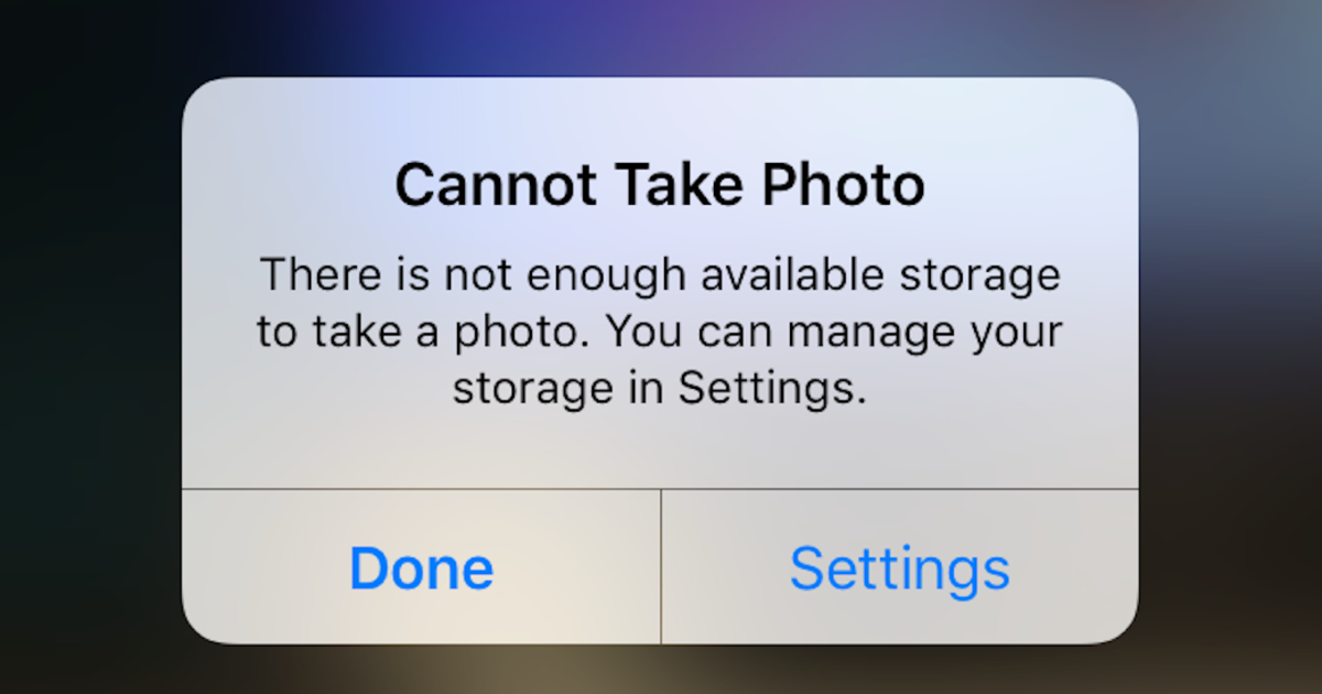 not enough storage