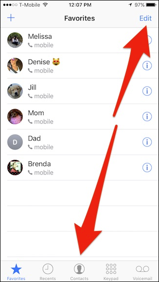 Reorder Your Contacts list in 3D Touch Shortcut